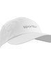 Boné de corrida branco SPORTBR com logo discreto, painel lateral perfurado para ventilação e aba flexível.