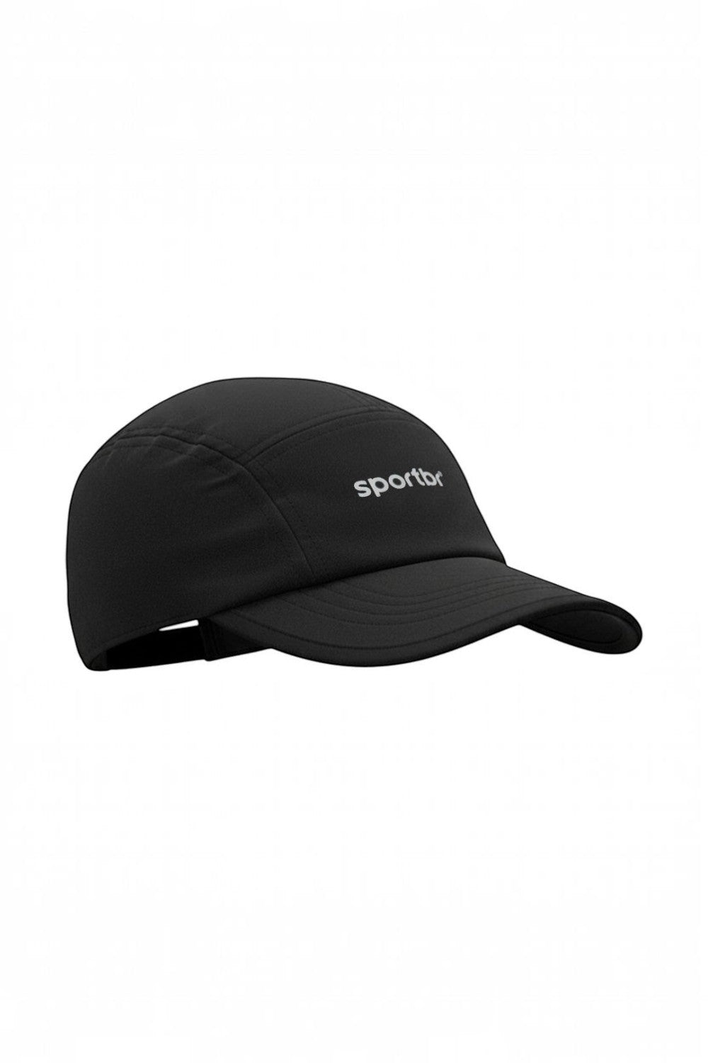 Boné de corrida SPORTBR five panel preto ultra leve com tecido respirável e aba flexível para esportes