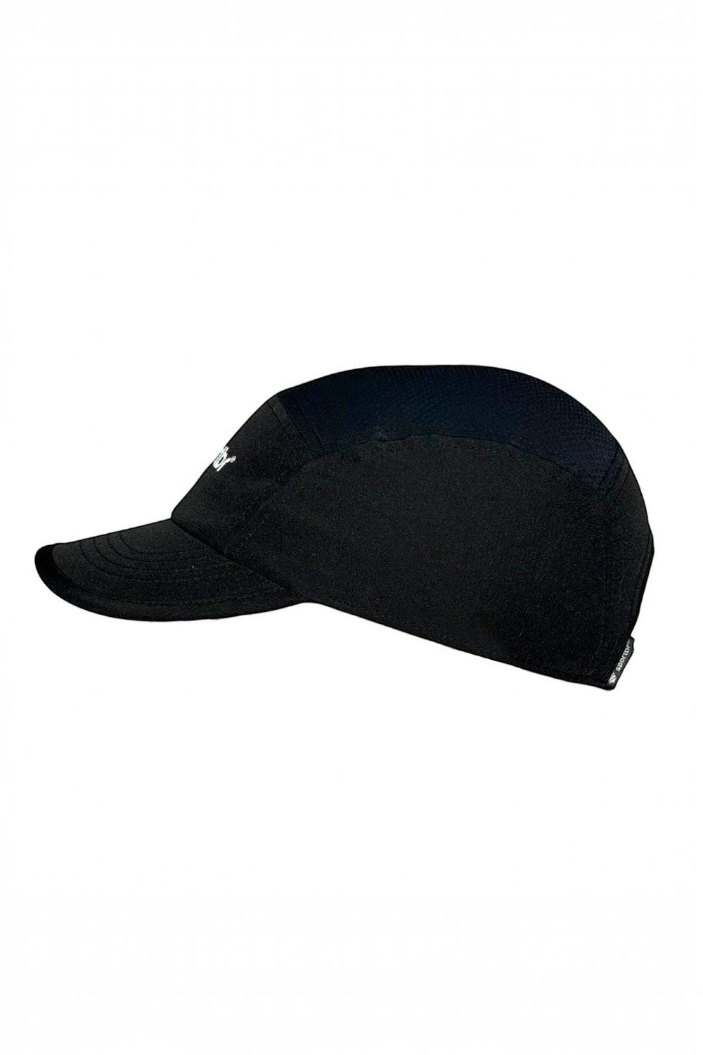Boné de corrida SPORTBR five panel preto ultra leve com painéis laterais de malha respirável e aba flexível