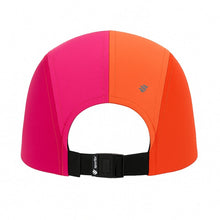 Boné de corrida SPORTBR rosa e laranja, ultraleve e com painel respirável. Ideal para treinos e provas.