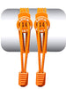 Cadarço elástico laranja Lock Laces com fechos e clipes de acabamento, ideal para corrida e uso diário.