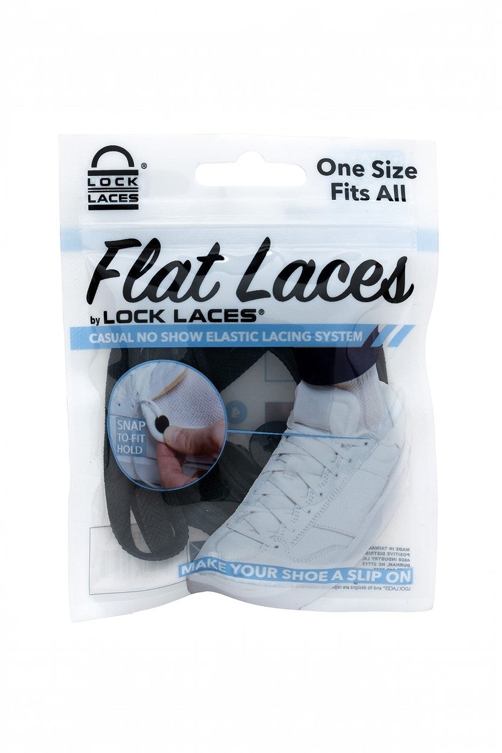 Embalagem do cadarço elástico SPORTBR Lock Laces FLAT preto para transformar tênis em slip-on com sistema de ajuste