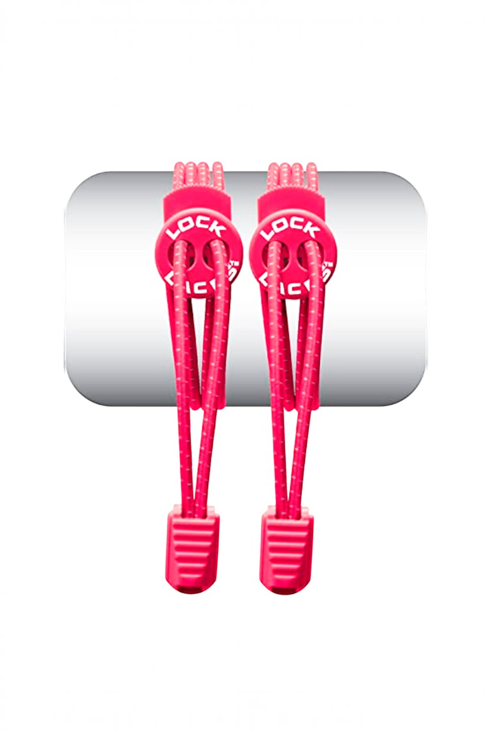 Cadarço elástico SPORTBR Lock Laces rosa pink com sistema de fecho e clipes na mesma cor para tênis slip-on