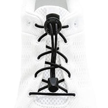 SPORTBR Cadarço elástico preto liso com sistema de travamento para tênis de corrida e uso diário.