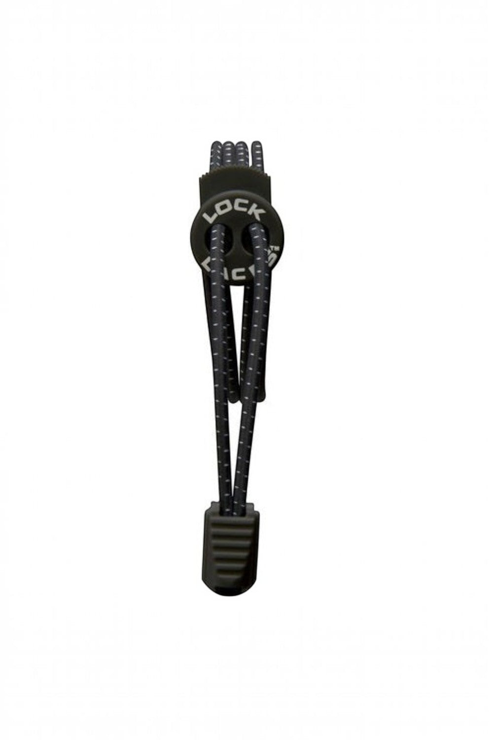 Cadarço elástico preto SPORTBR Lock Laces com sistema de travamento e detalhes refletivos para tênis
