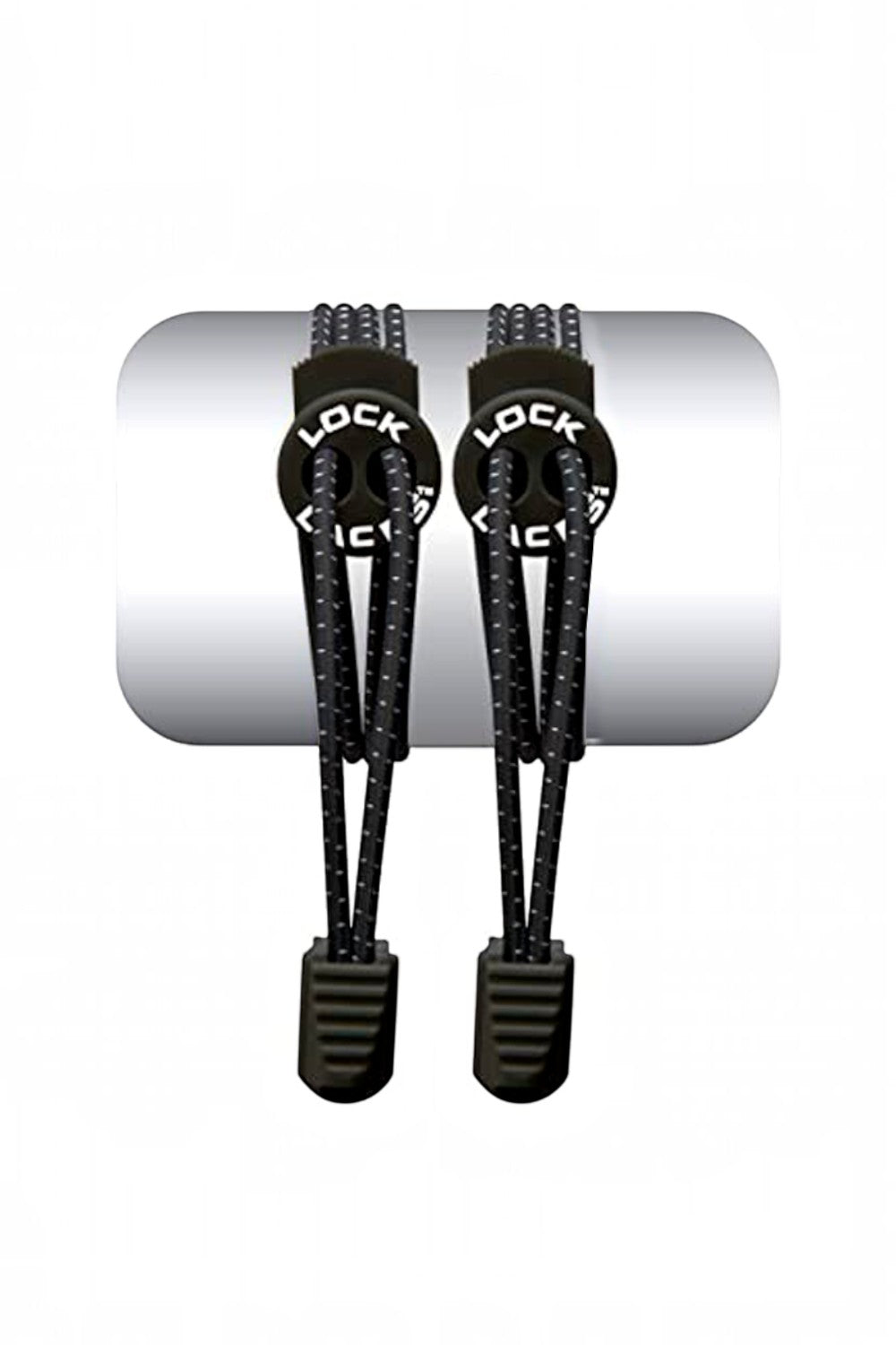 Cadarço elástico preto SPORTBR Lock Laces com sistema de travamento para tênis de corrida e uso diário.
