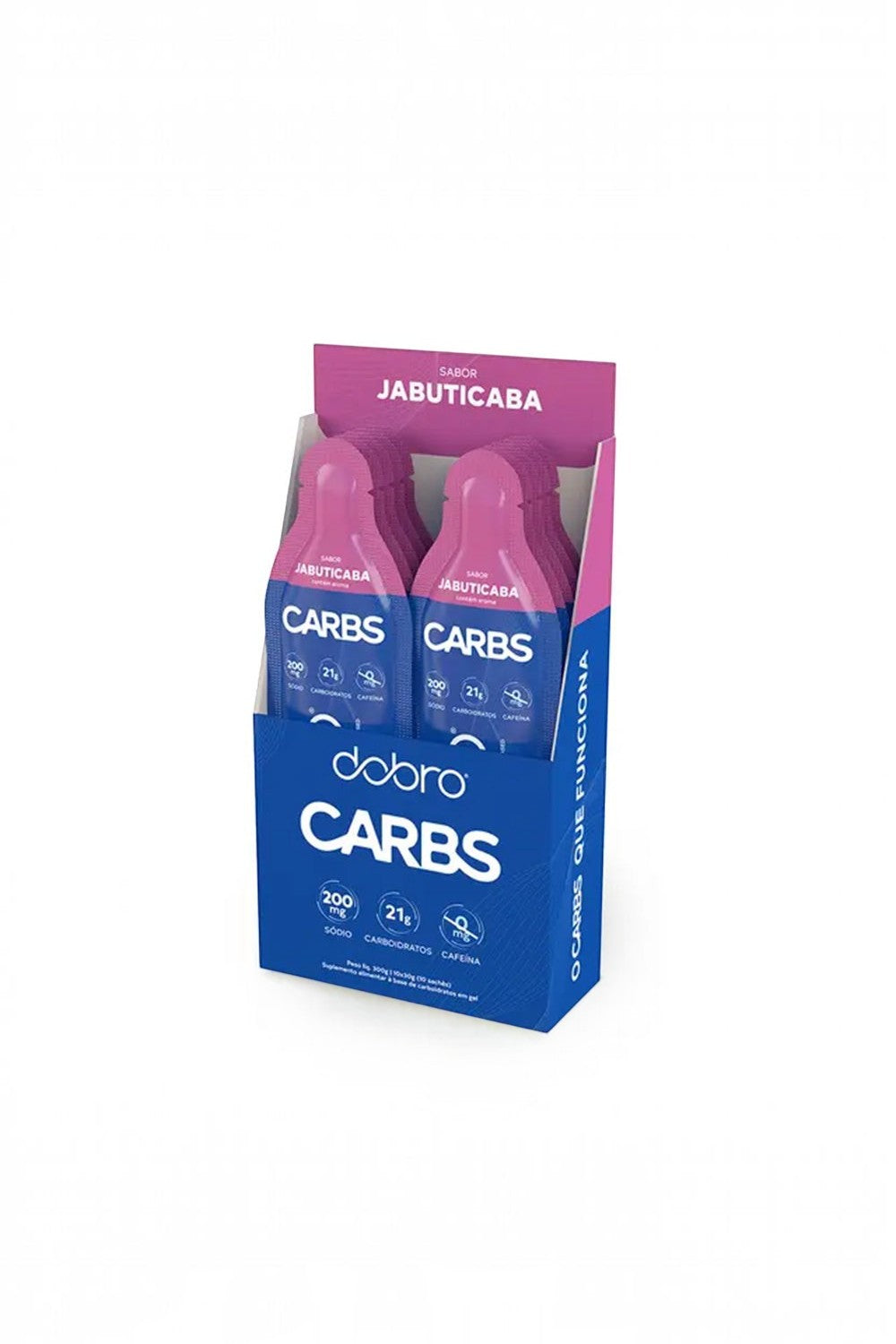 Caixa com 10 sachês de gel de carboidrato SPORTBR Dobro sabor jabuticaba para energia rápida em treinos de endurance