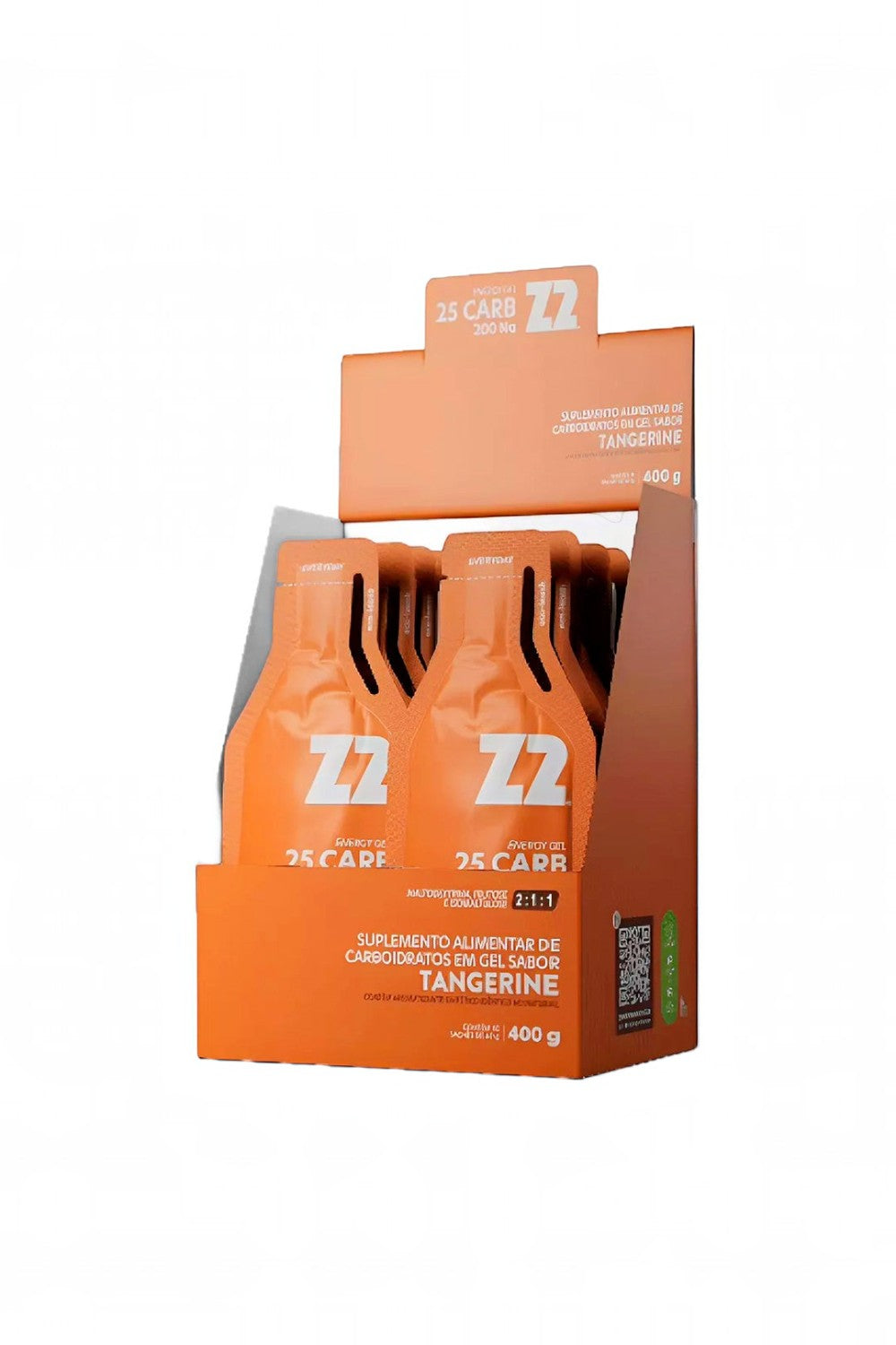 Caixa SPORTBR com 10 sachês de gel de carboidrato Z2 sabor tangerina para performance esportiva