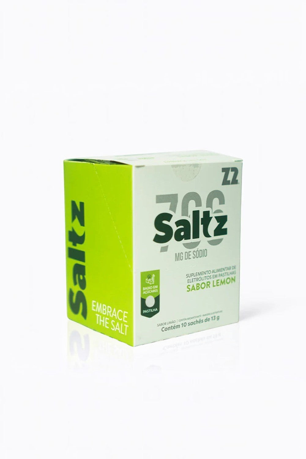 Caixa de SPORTBR Saltz Pastilha Z2 sabor limão com 10 sachês de suplemento eletrolítico para performance esportiva