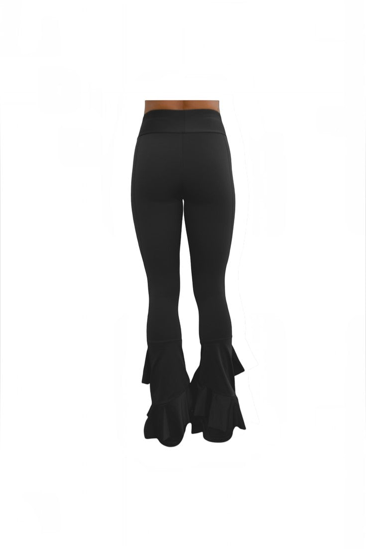 Calça feminina preta SPORTBR modelo Waves com barra em formato de ondas e tecido modelador de poliamida e elastano