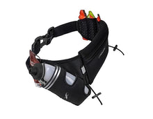Cinto de hidratação preto Fitletic Fully Loaded com garrafa e espaço para géis, ideal para corrida.