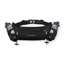 Cinto de hidratação preto SPORTBR com duas garrafas de 250ml, bolso para celular e porta gel.