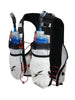Colete de hidratação SPORTBR Hydravest 2.5L branco com duas garrafas soft flask e bicos para corrida.