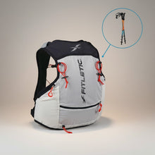 Colete de hidratação SPORTBR Fitletic Hydravest 2.5L cinza e preto com detalhes vermelhos e suporte para bastões.