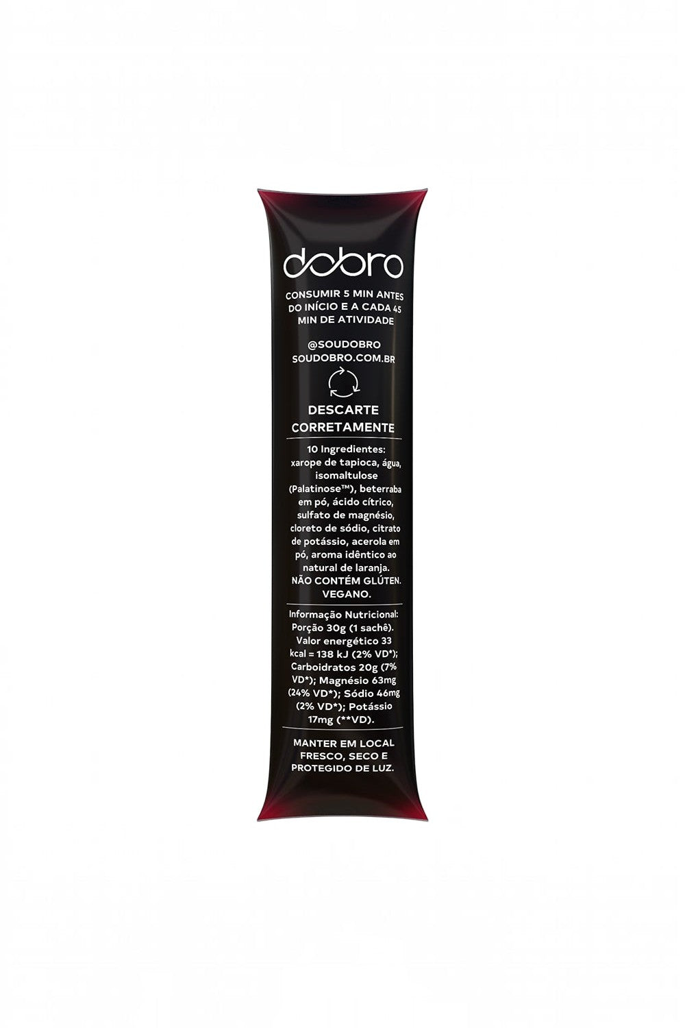 Sachê de gel de carboidrato SPORTBR Dobro sabor beterraba com limão e cafeína, embalagem de 30g com informações.