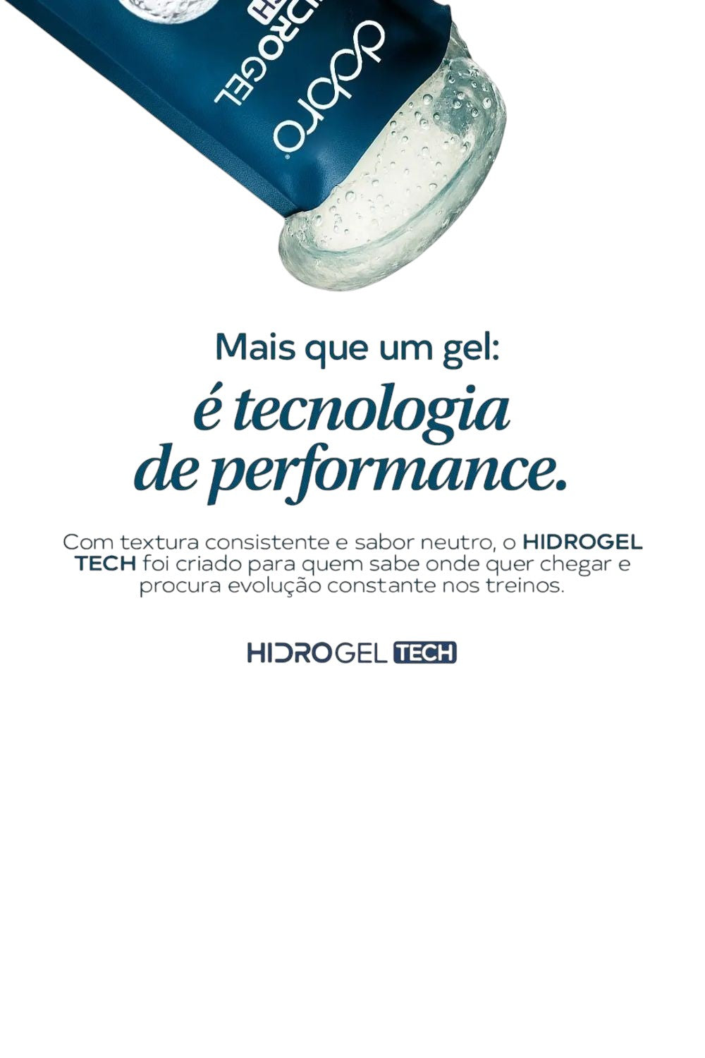 Sachê de gel de carboidrato SPORTBR Dobro com cafeína, textura fluida e sabor neutro para performance esportiva.