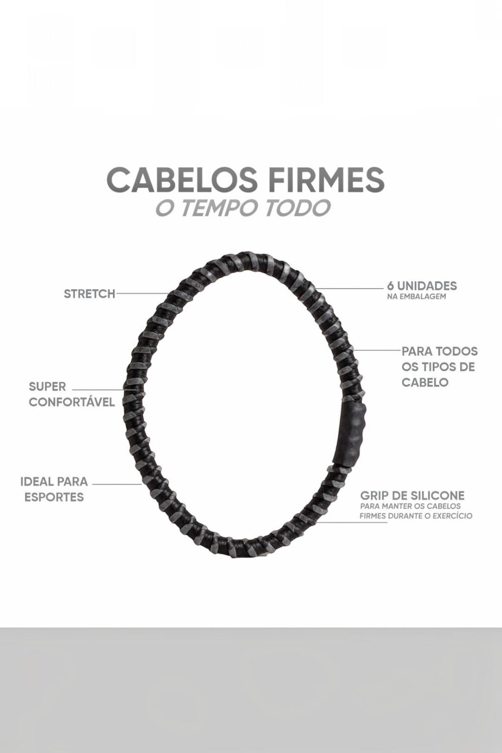 Elástico de cabelo SPORTBR em silicone marrom com textura emborrachada, ideal para esportes e treinos intensos.
