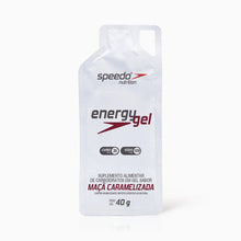 Sachê Energy Gel Speedo PWRD Z2 sabor Maçã Caramelizada, com 26g de carboidratos e 109mg de sódio.