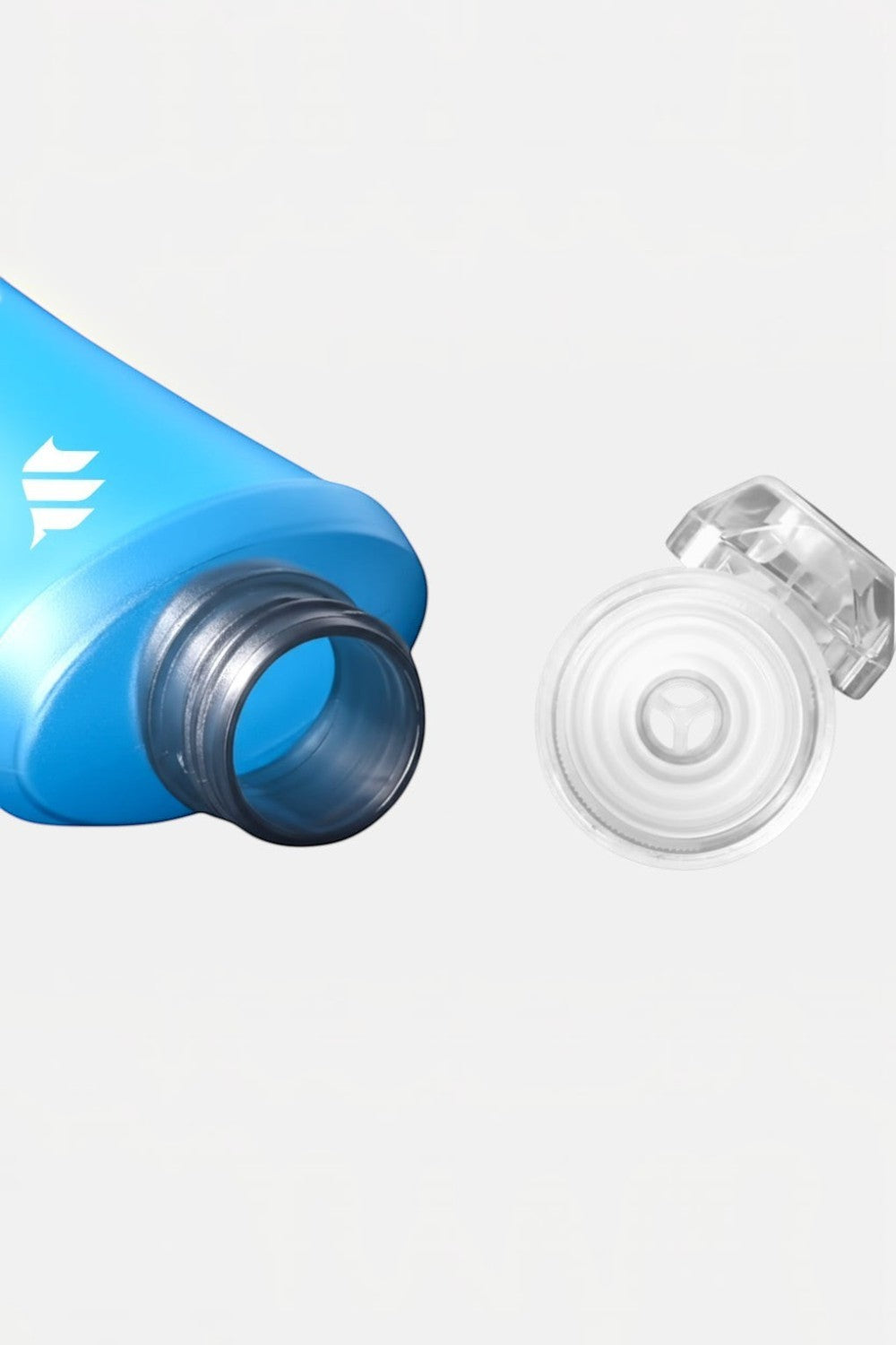 Garrafa dobrável SPORTBR azul de 150ml para gel de corrida com tampa de rosca aberta e bico dosador