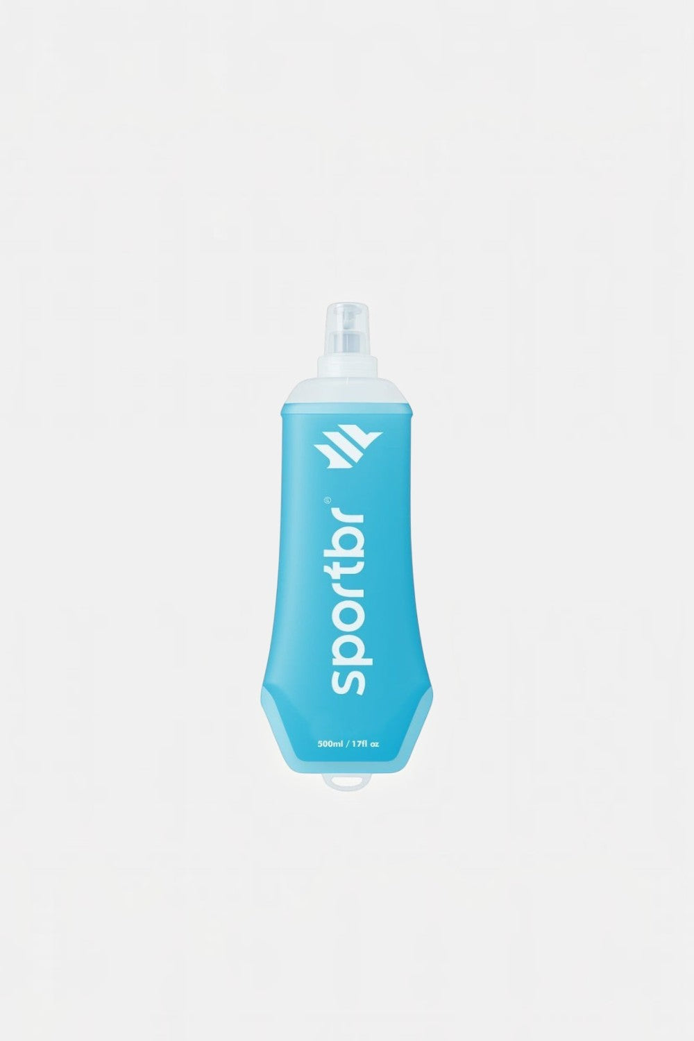 Garrafa dobrável Soft Flask SPORTBR de 500ml azul em TPU flexível com válvula de mordida para corrida e hidratação