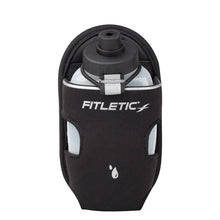 SPORTBR Garrafa de corrida preta em neoprene com suporte para pochete e bico de fluxo rápido.