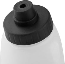 Par de garrafas squeeze Fitletic 360ml brancas com tampa preta e bico de fluxo rápido para corrida.