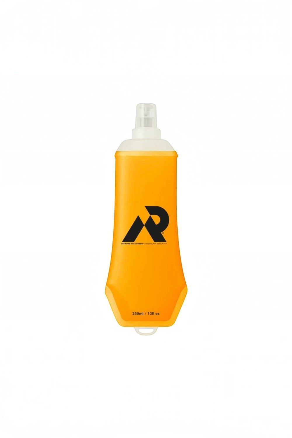 Garrafa Squeeze Soft Flask SPORTBR de 350ml na cor laranja, flexível e ideal para hidratação em treinos de corrida.