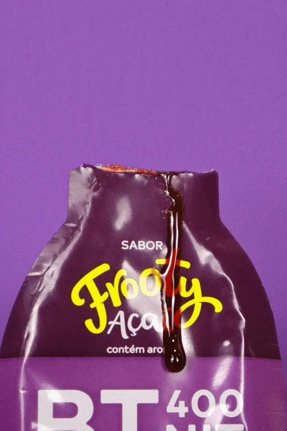 Sachê de gel de carboidrato SPORTBR BT 400 sabor açaí Frooty com textura líquida para performance esportiva
