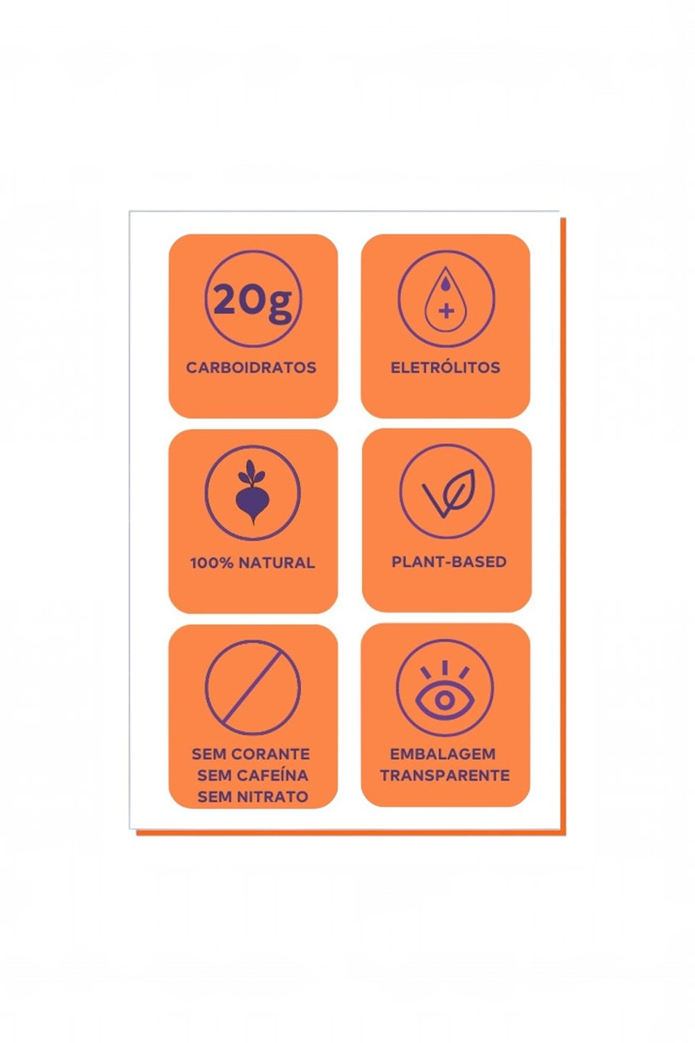 Infográfico SPORTBR com benefícios do gel de carboidrato: 20g de carbo, eletrólitos, natural, vegano e sem aditivos.