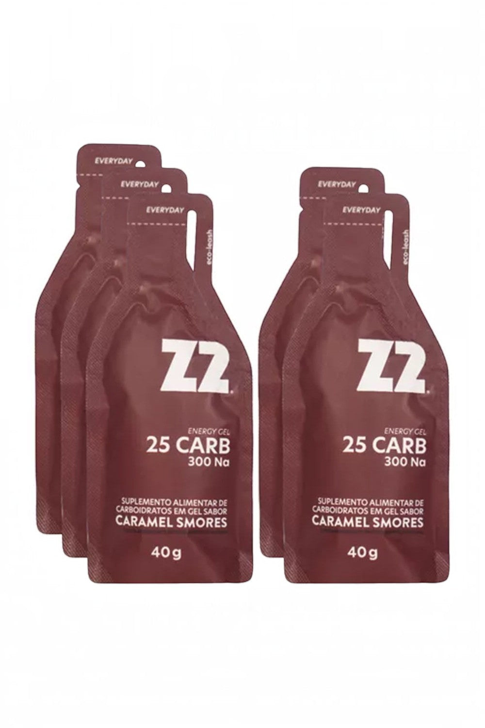 Caixa com sachês de gel de carboidrato Z2 sabor Caramel Smores da SPORTBR, suplemento energético de 40g