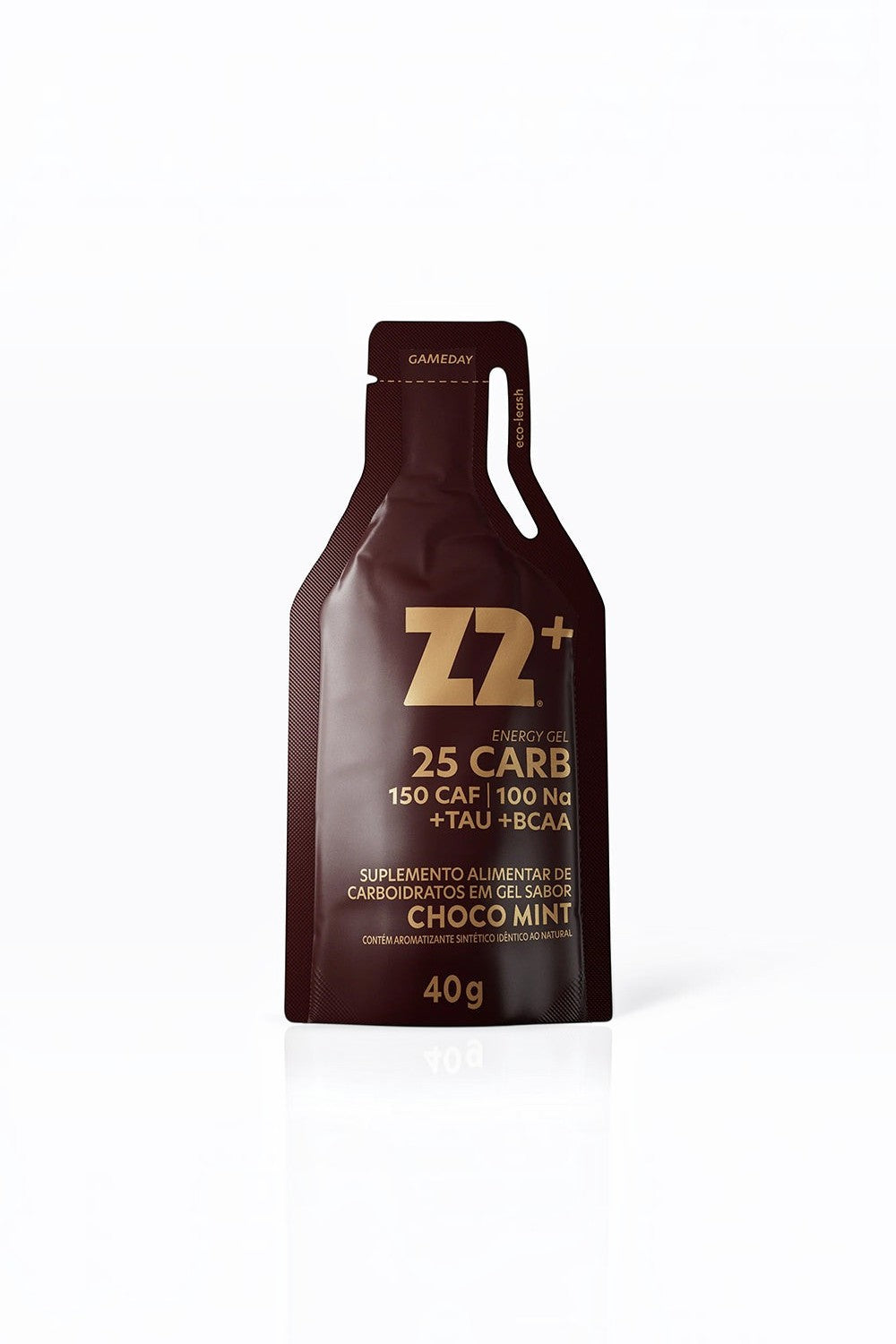 Sachê de gel de carboidrato SPORTBR Z2+ sabor choco mint com 40g, ideal para performance esportiva.