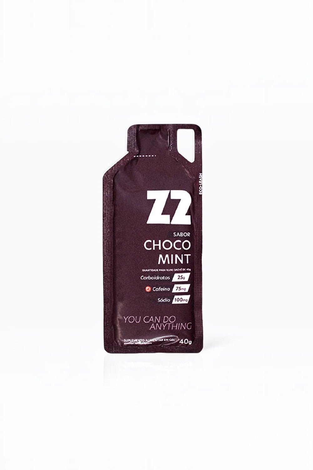 Sachê de gel de carboidrato SPORTBR Z2 sabor chocolate com menta e cafeína para performance esportiva
