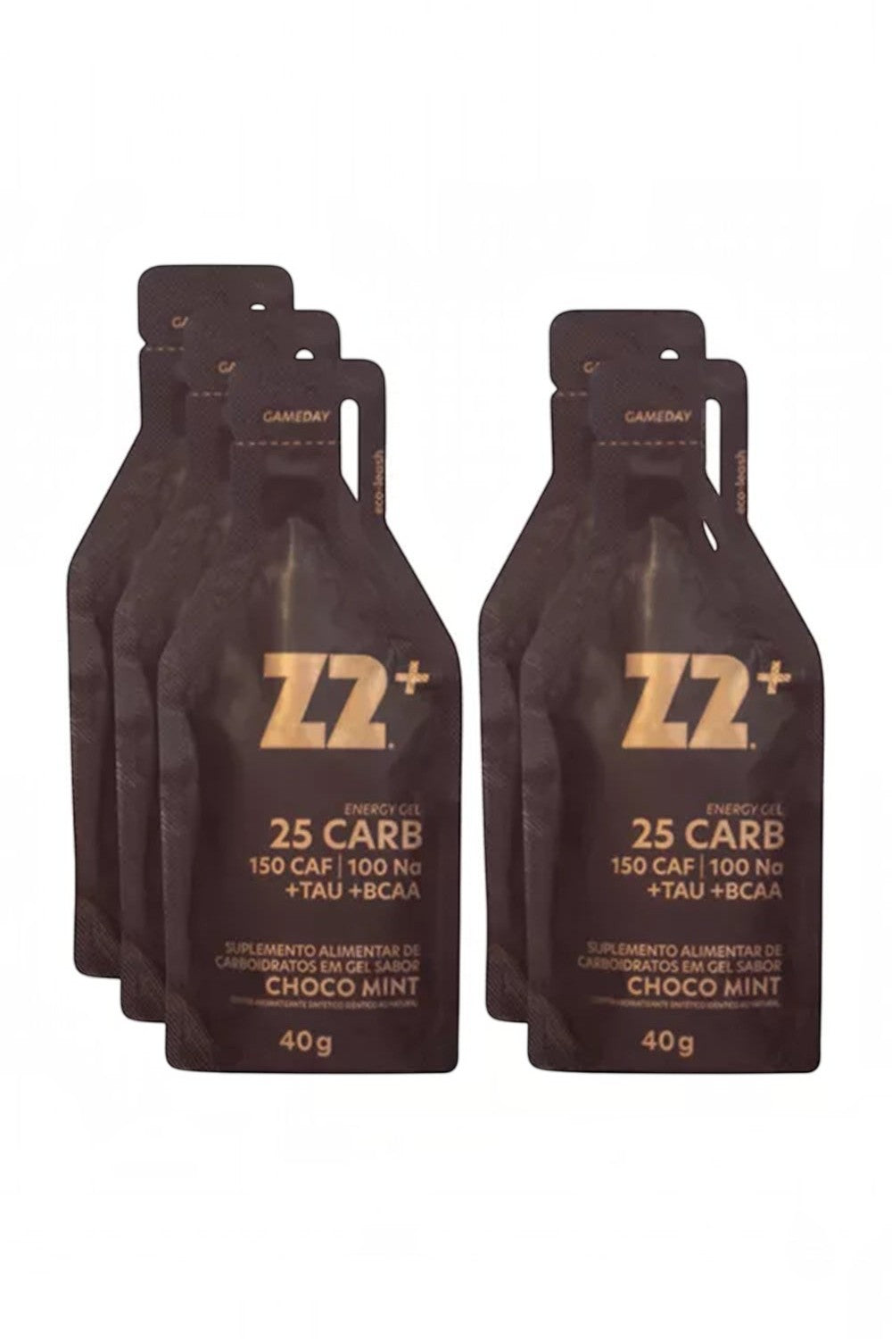 Caixa com 10 sachês de gel de carboidrato SPORTBR Z2+ sabor Choco Mint para performance esportiva