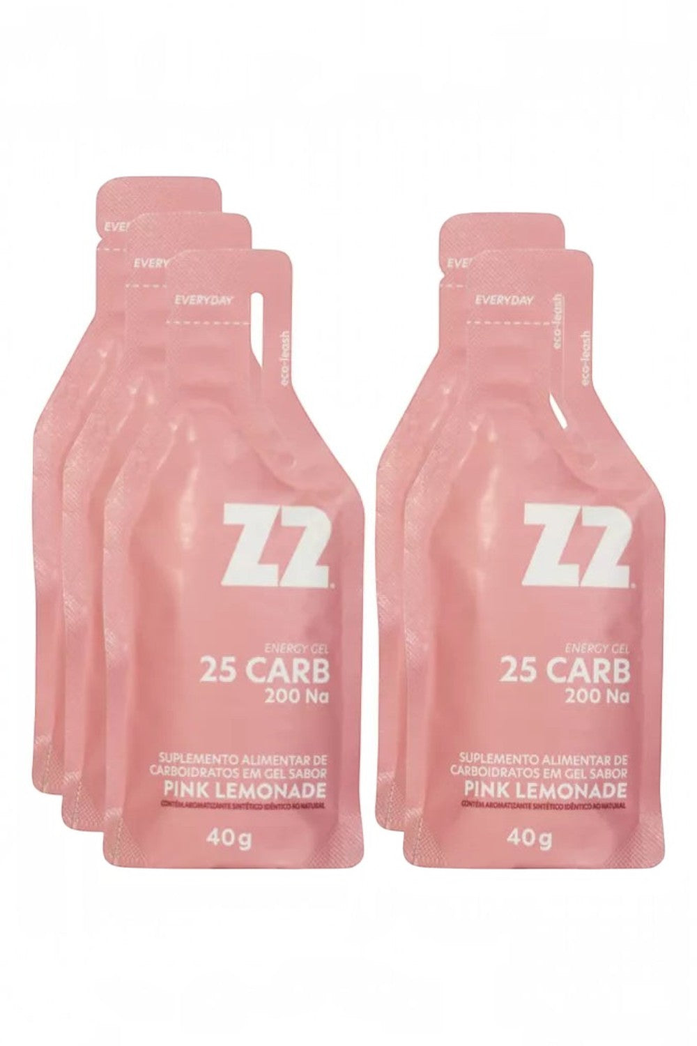 Caixa com sachês de gel de carboidrato SPORTBR Z2 sabor Pink Lemonade para performance esportiva