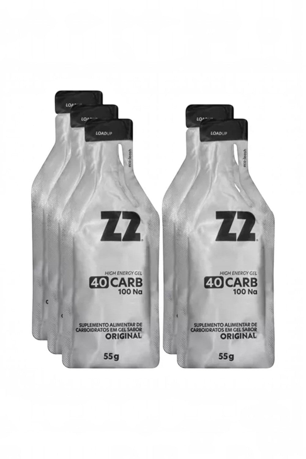 Caixa com 10 sachês de gel de carboidrato SPORTBR Z2 sabor original, 55g cada, ideal para performance esportiva.