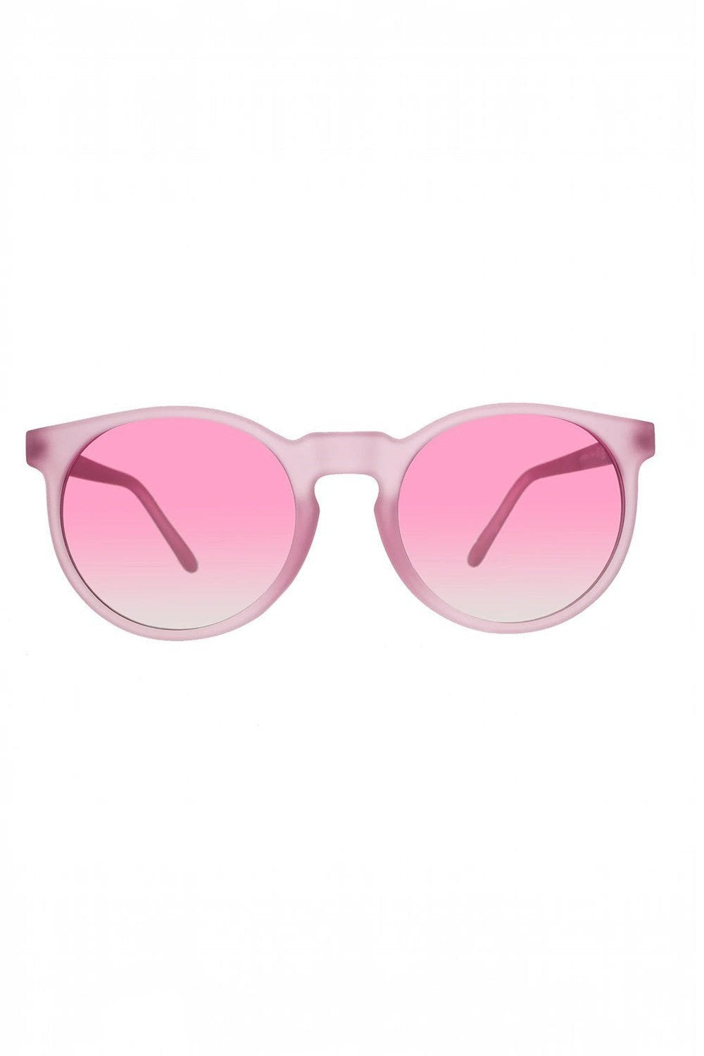 Óculos de sol SPORTBR Goodr Mauve Mood Board com armação lilás translúcida e lentes rosa polarizadas para corrida.