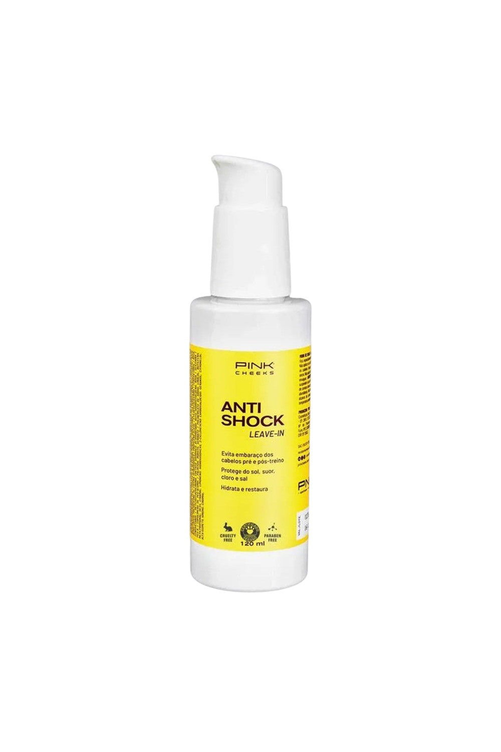 Leave-in capilar Anti Shock Pink Cheeks SPORTBR com filtro solar em frasco pump de 120ml para proteção esportiva