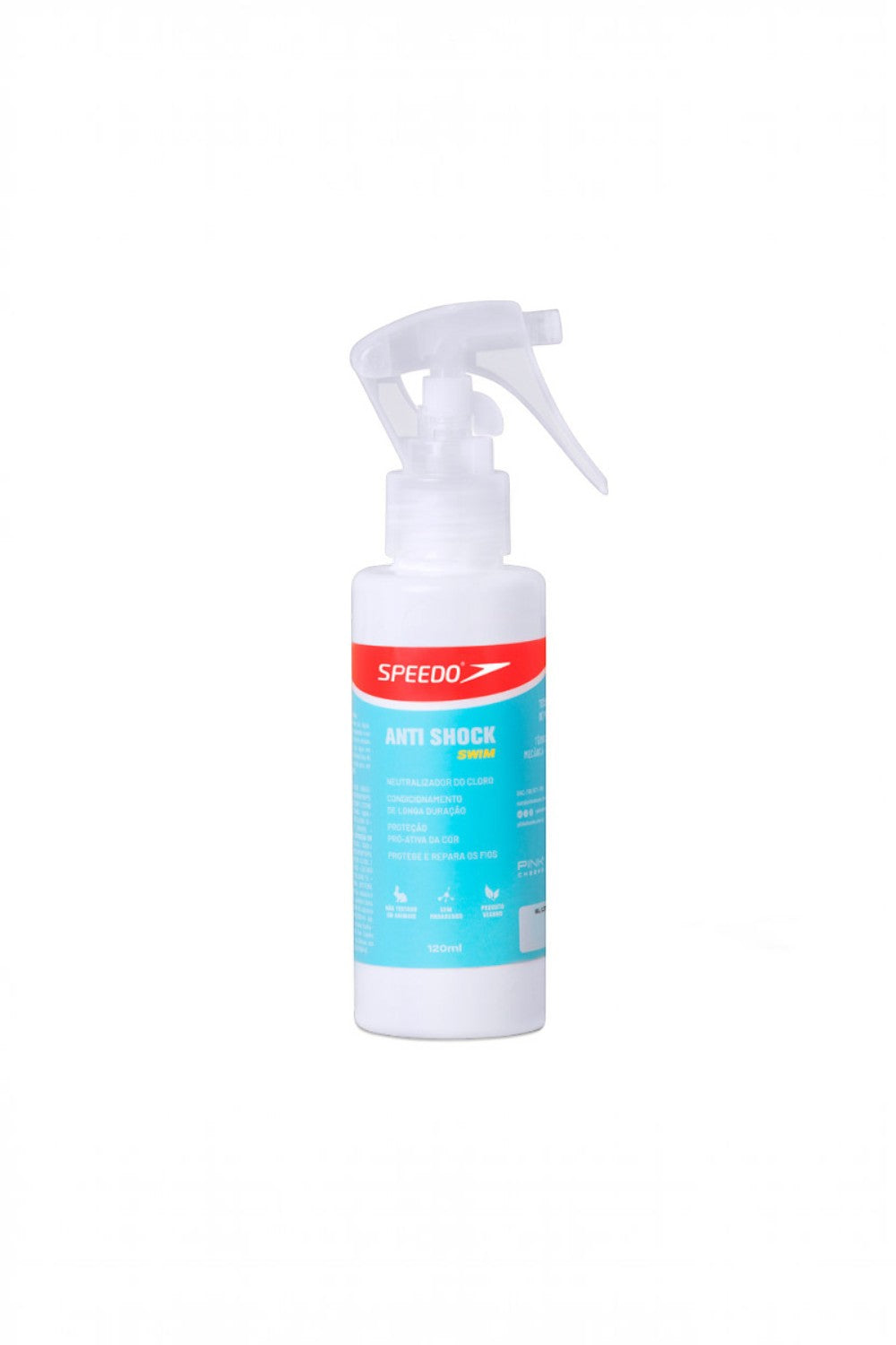 Leave-in em spray SPORTBR Speedo Anti Shock Swim de 120ml para proteção capilar contra cloro, sal e raios solares.