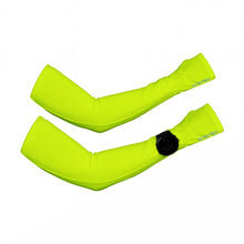 SPORTBR Manguito esportivo de verão amarelo neon com abertura para relógio e encaixe para dedo.