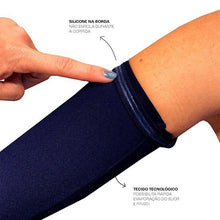 SPORTBR manguito esportivo azul marinho com silicone na borda para não enrolar e tecido tecnológico para evaporação do suor.