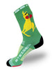 Meia cano alto verde da SPORTBR com estampa de canguru lutador e logo da marca.