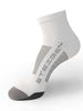 Meia branca cano baixo SPORTBR Steigen com detalhes em cinza, ideal para corrida e esportes.