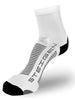 Meia cano médio branca lisa da SPORTBR com detalhes em cinza e preto, ideal para corrida.