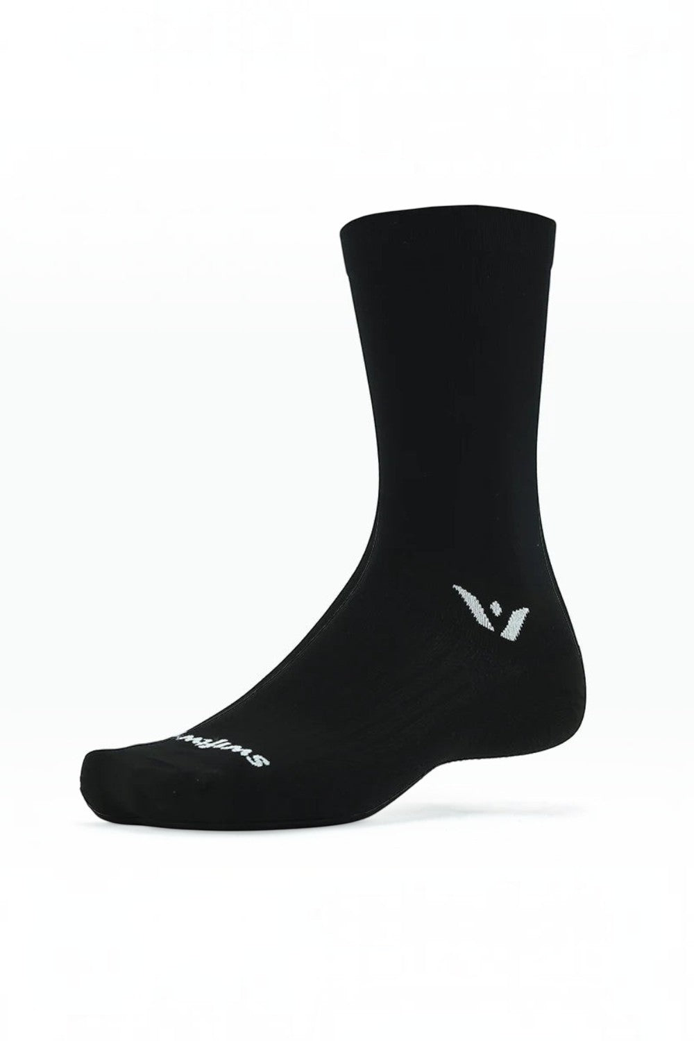 Meia de compressão SPORTBR Swiftwick Aspire Seven preta de cano alto para ciclismo e corrida com suporte ao arco