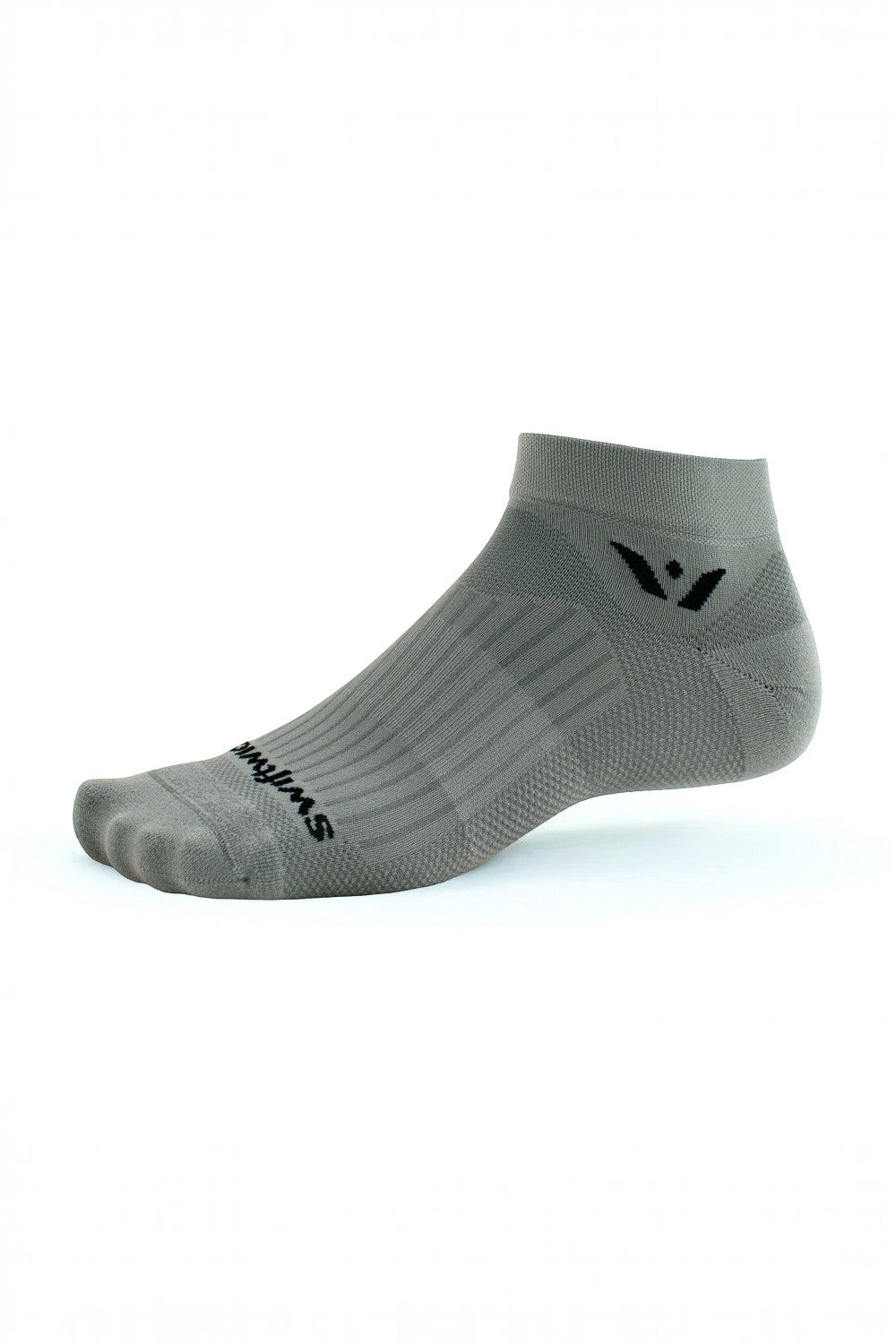 Meia de compressão SPORTBR Swiftwick Aspire One cinza de cano baixo com design anatômico e tecido respirável