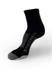 Meia para corrida  SPORTBR Steigen cano médio preta com detalhes em cinza e logo da marca. Feita em nylon e lycra.