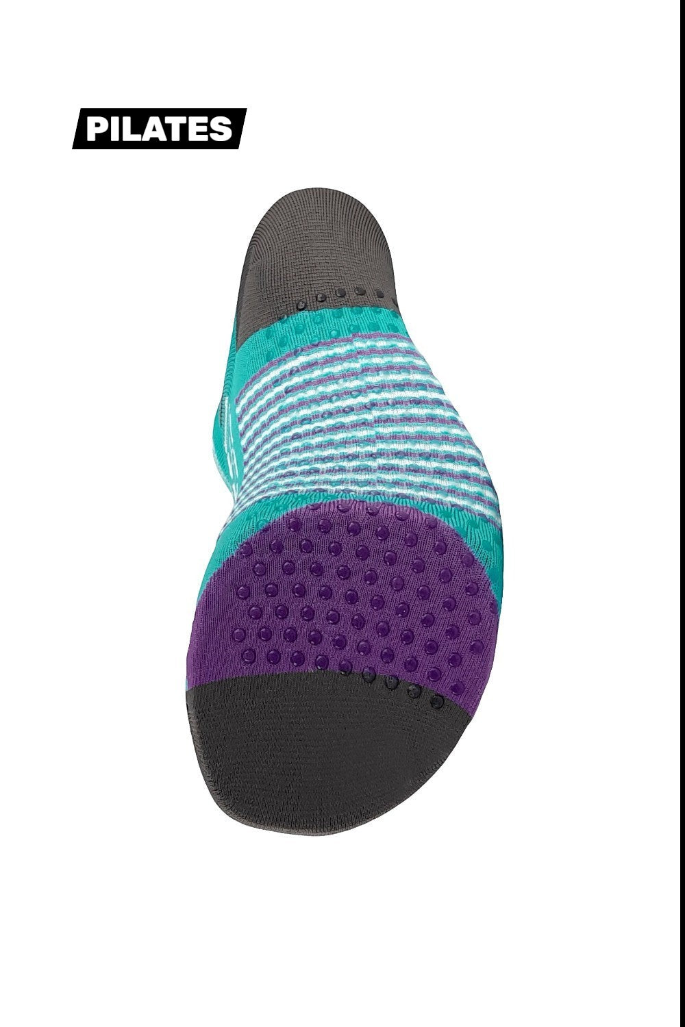 Meia esportiva SPORTBR Steigen cano baixo na cor Acqua Blue com solado antiderrapante e detalhes em roxo e listras