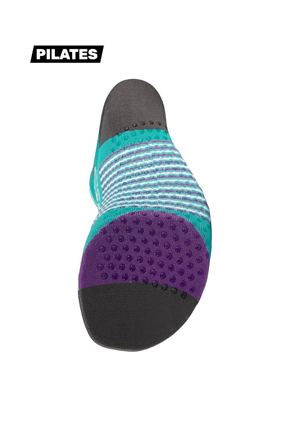 Meia esportiva SPORTBR Steigen cano baixo na cor Acqua Blue com solado antiderrapante e detalhes em roxo e listras
