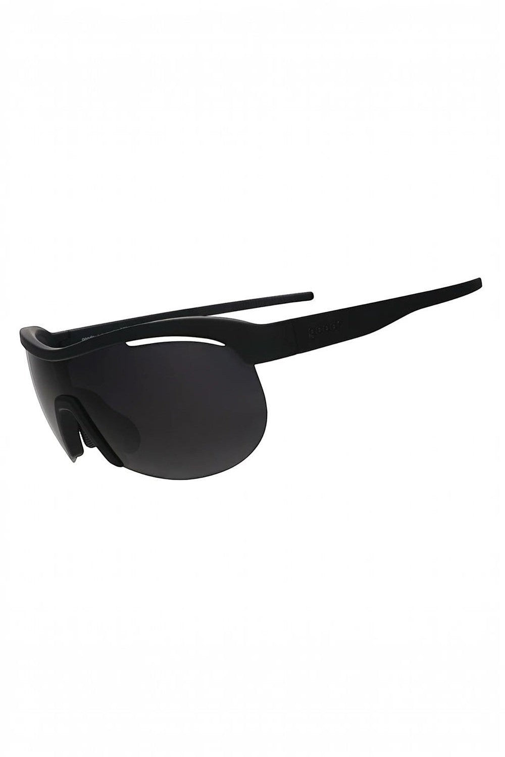 Óculos de corrida SPORTBR goodr When The World Blurs com armação e lentes pretas polarizadas, design esportivo leve.