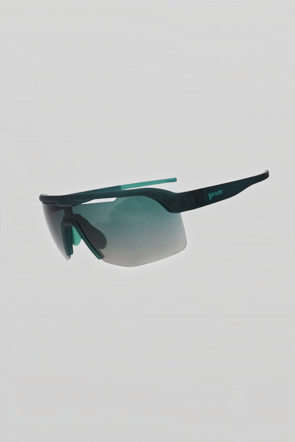 Óculos de sol para corrida SPORTBR Goodr Electric Zen Machine com armação verde azulada e lentes polarizadas